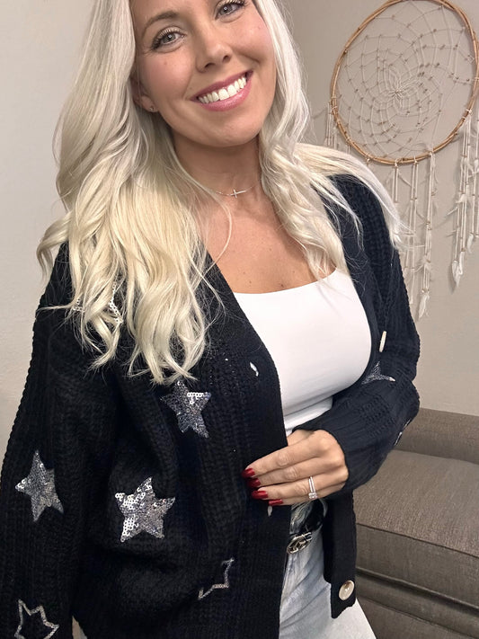 Sequin Star Knitted Cardigan