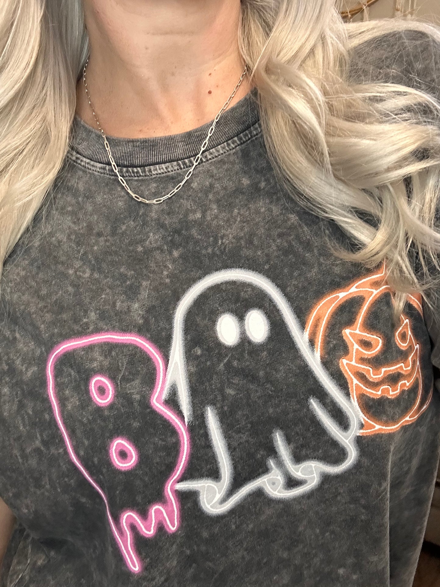 Boo! Neon Light Graphic Tee- Black