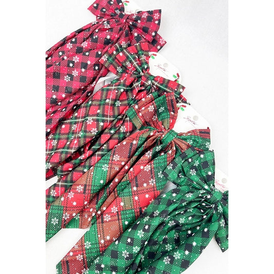 Christmas Pattern Long Tail Hair Bow