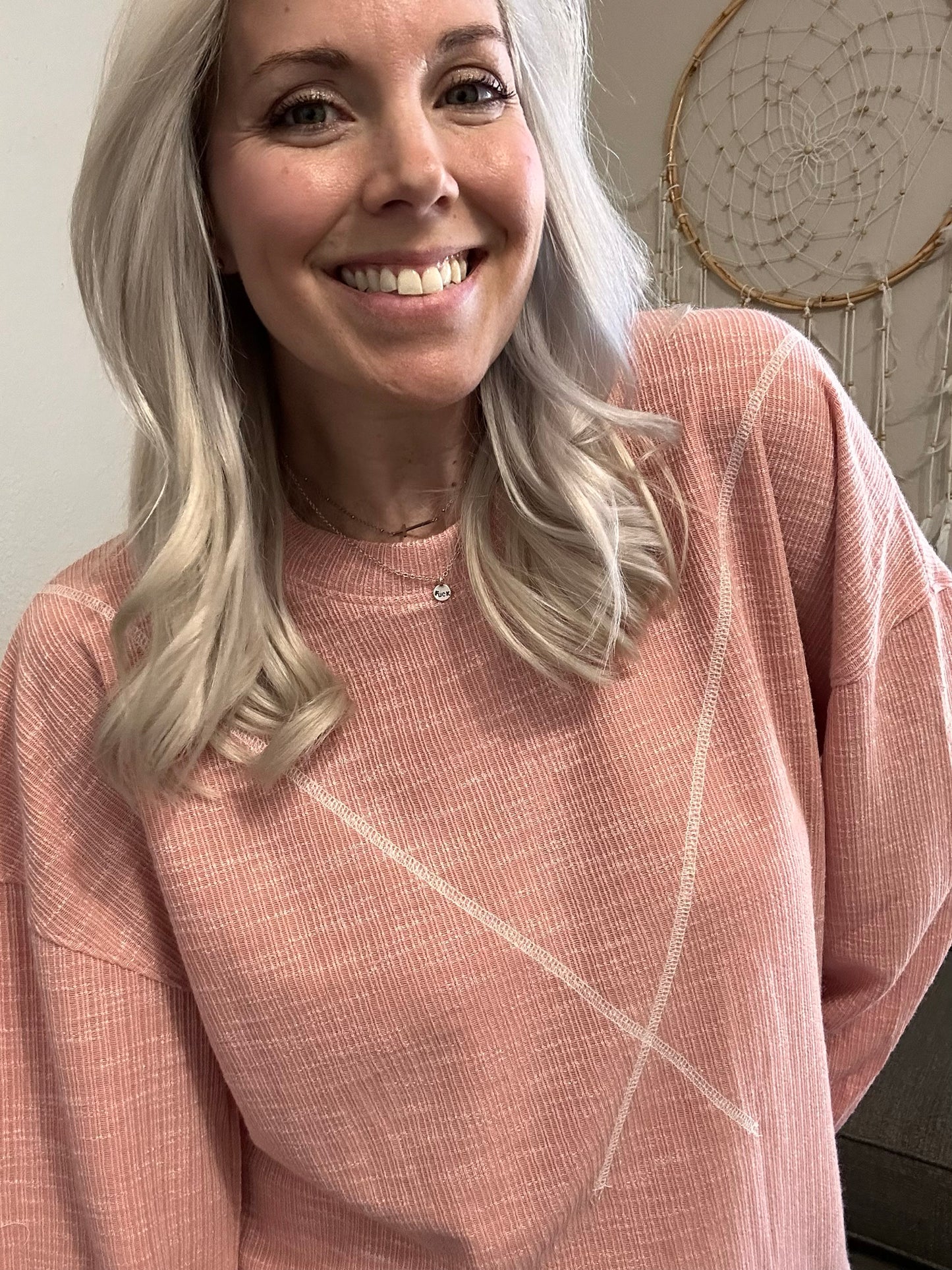 Spring Pastel V-Stitch Top