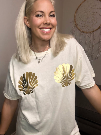 Metallic Shells Oversized Tee