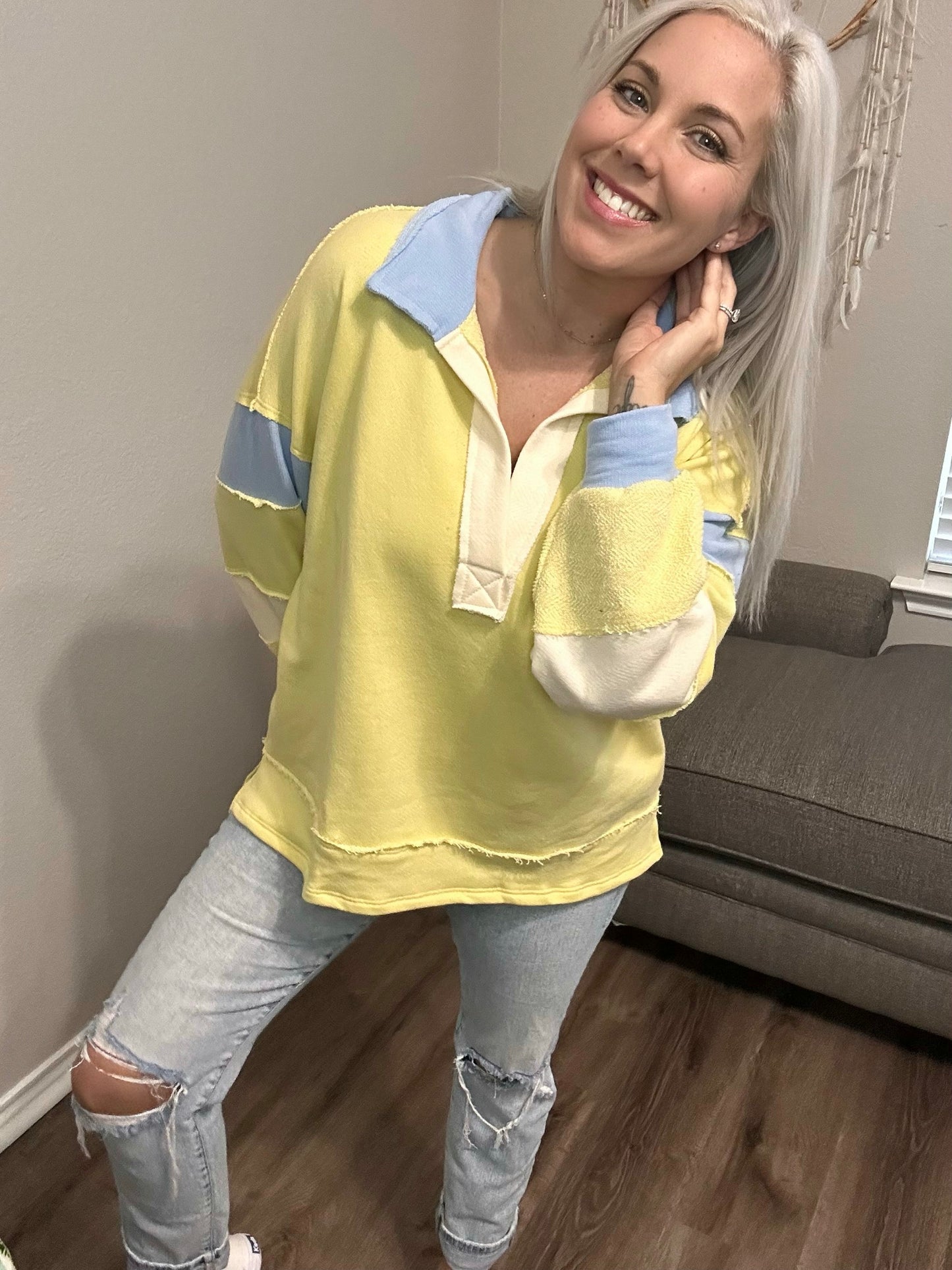 Princeton Slit Hem French Terry Color-block Sweatshirt