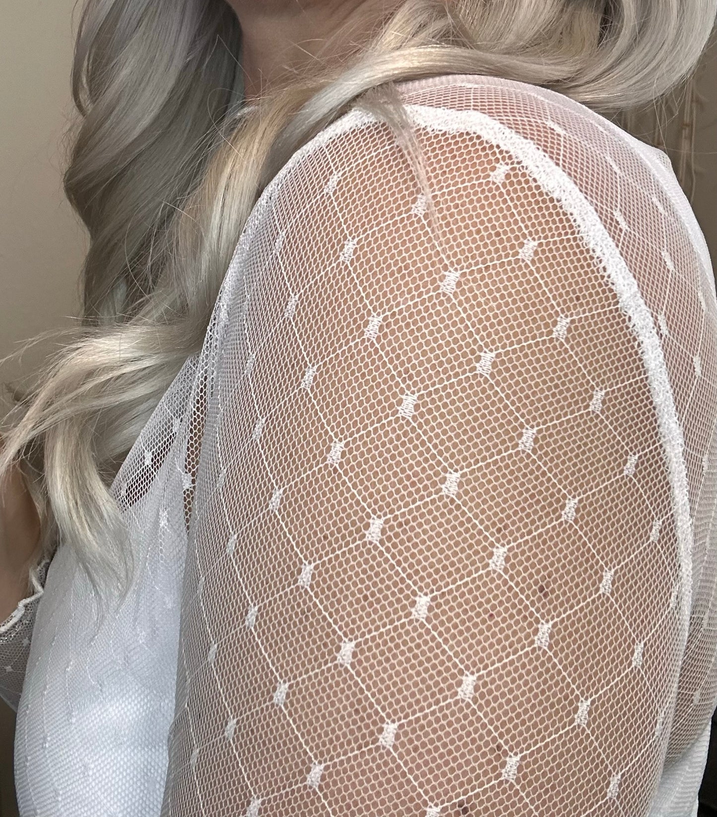 Swiss Dot White Lace Long Sleeve