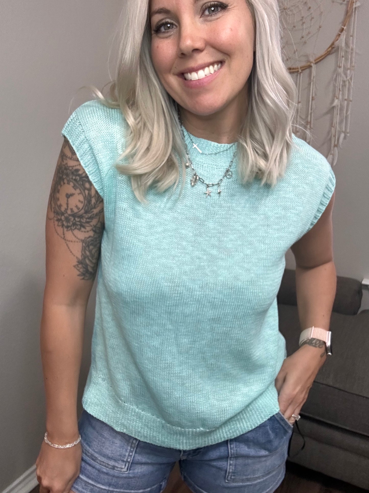Ridin the Aqua Waves Sweater Tank