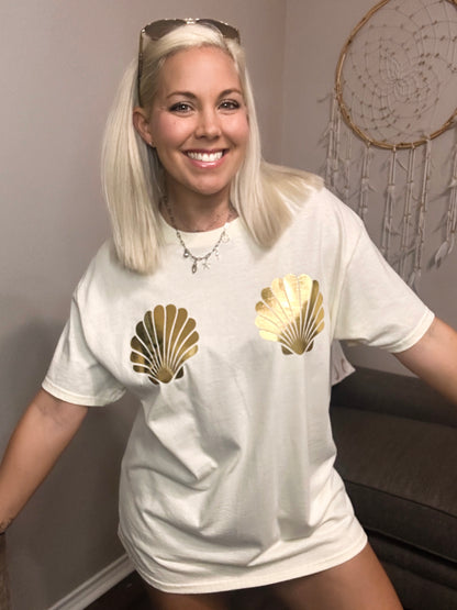 Metallic Shells Oversized Tee