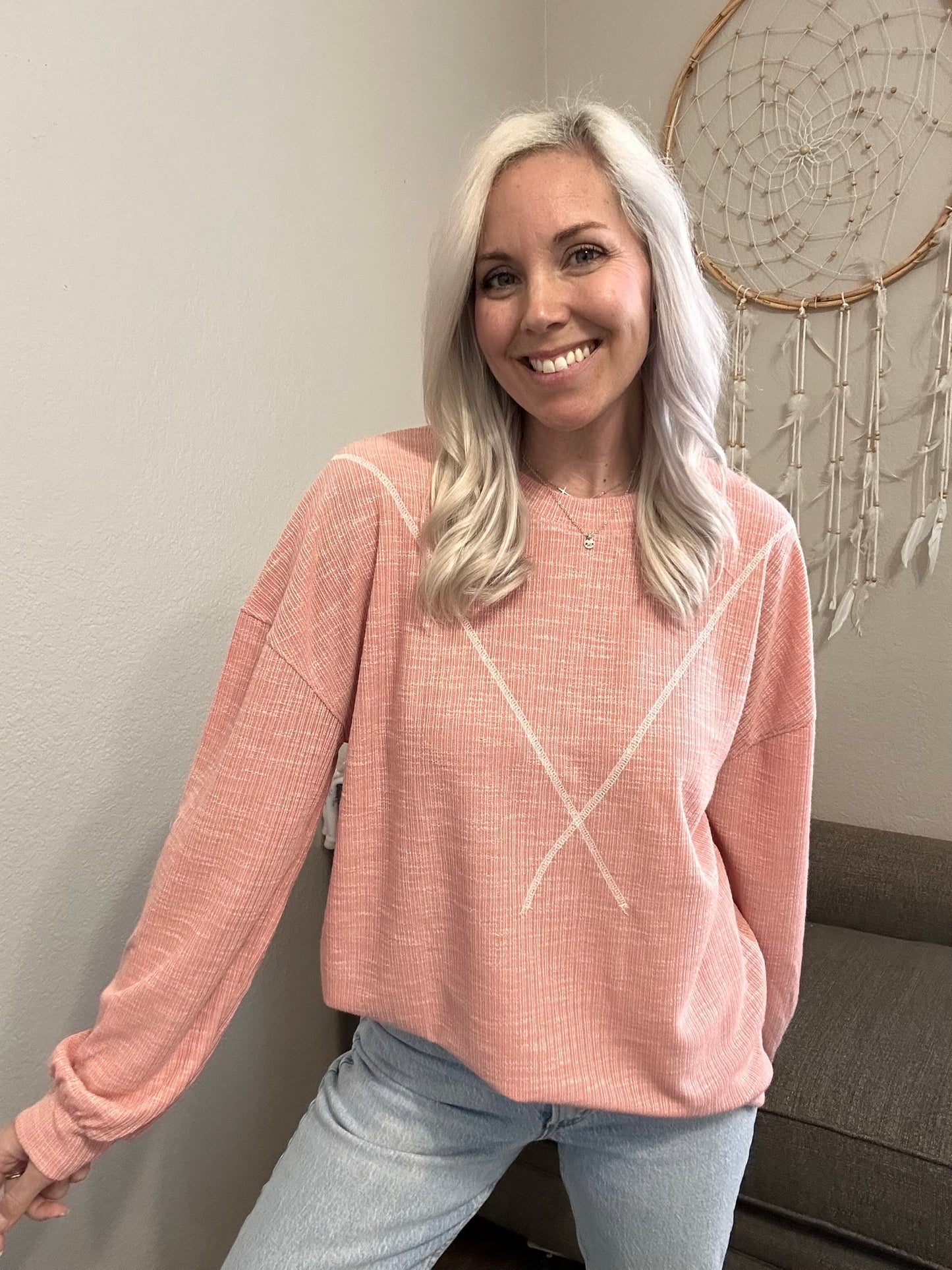 Spring Pastel V-Stitch Top