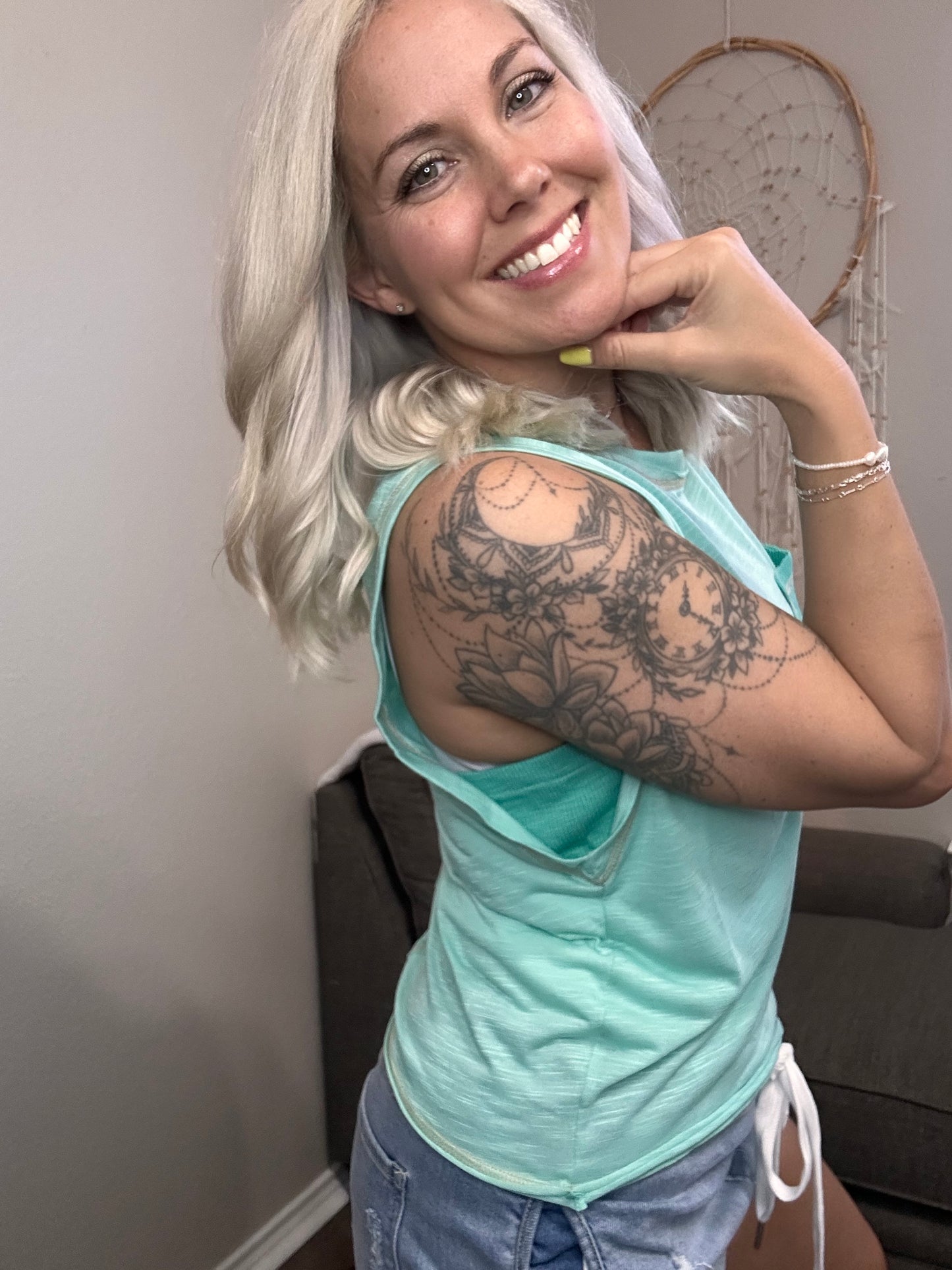 Electric Blue Tank Top w/Pocket
