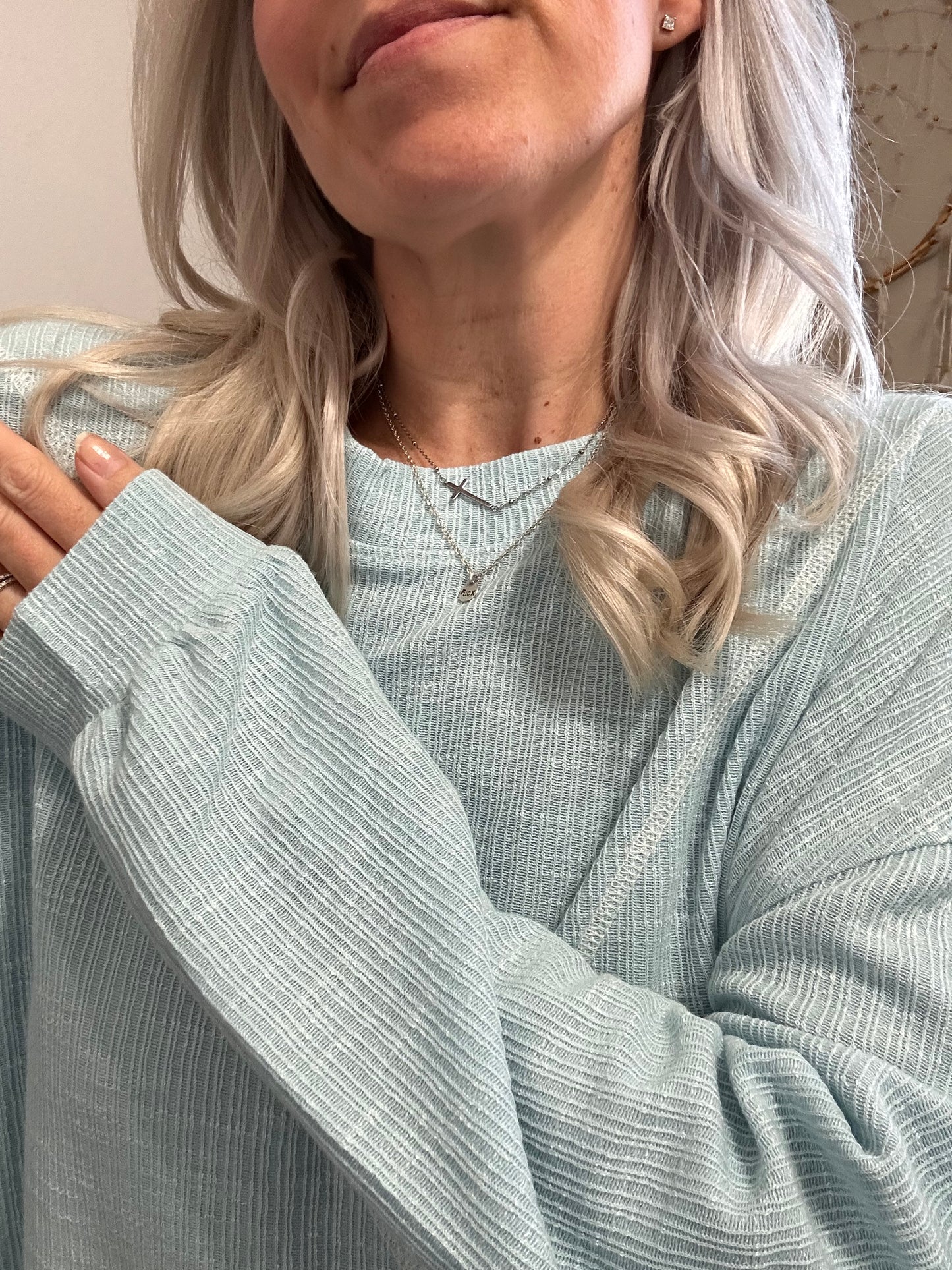 Spring Pastel V-Stitch Top