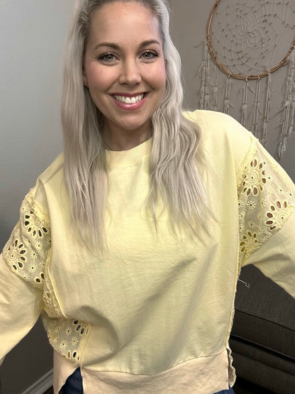 Ellie Eyelet Pullover Sweatshirt