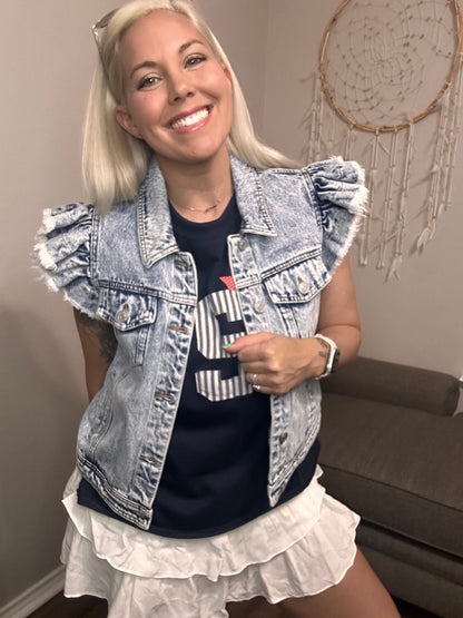Ruffle Rebel Denim Vest
