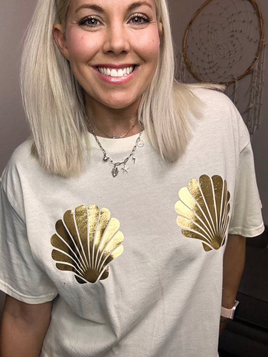 Metallic Shells Oversized Tee