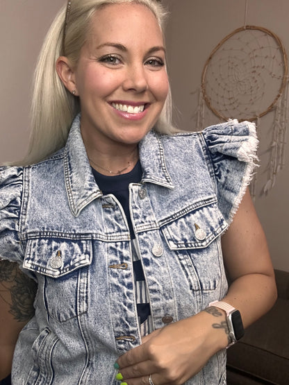 Ruffle Rebel Denim Vest