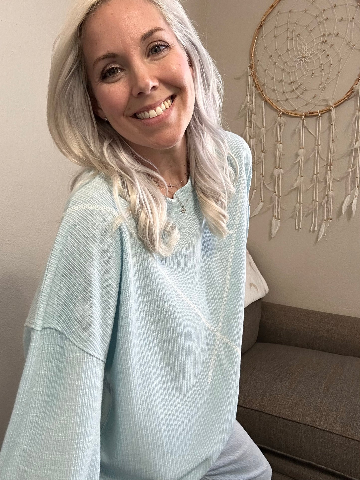 Spring Pastel V-Stitch Top