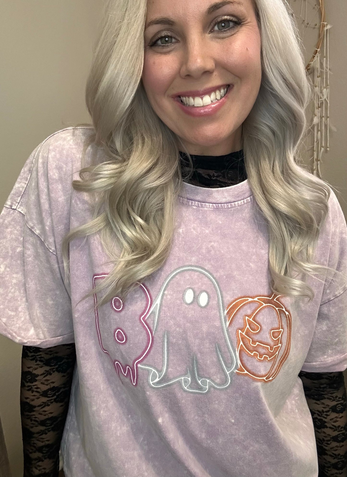 Boo! Neon Light Graphic Tee- Lavender