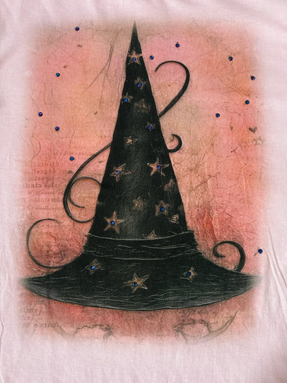 Witch Hat Graphic Tee with Rhinestones