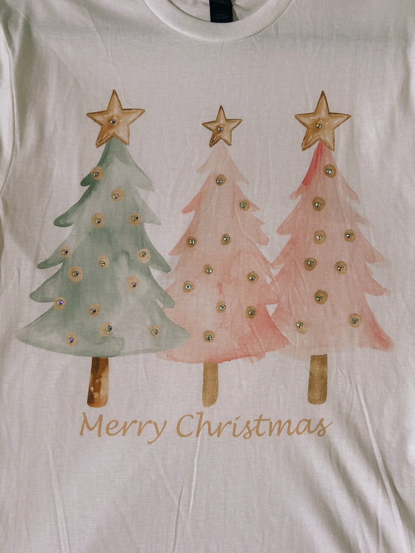 Pastel Merry Christmas with Rhinestones