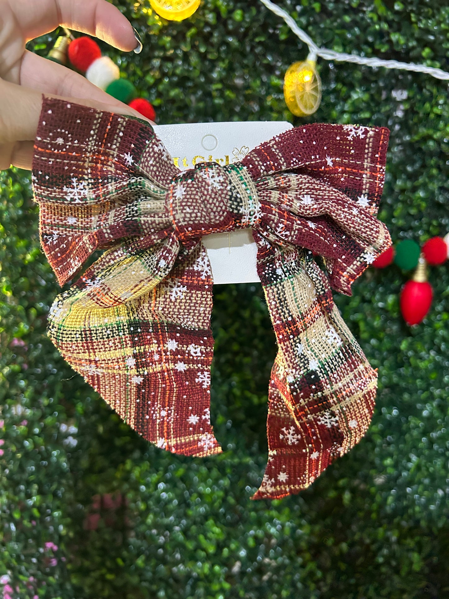 Raw Edges Christmas Theme Bow Clips