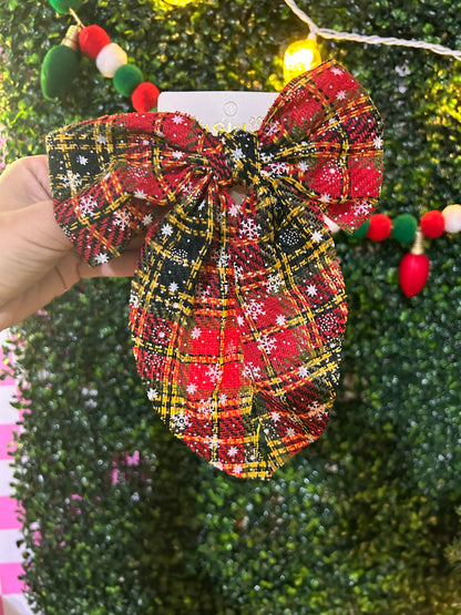 Raw Edges Christmas Theme Bow Clips