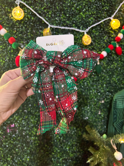 Raw Edges Christmas Theme Bow Clips