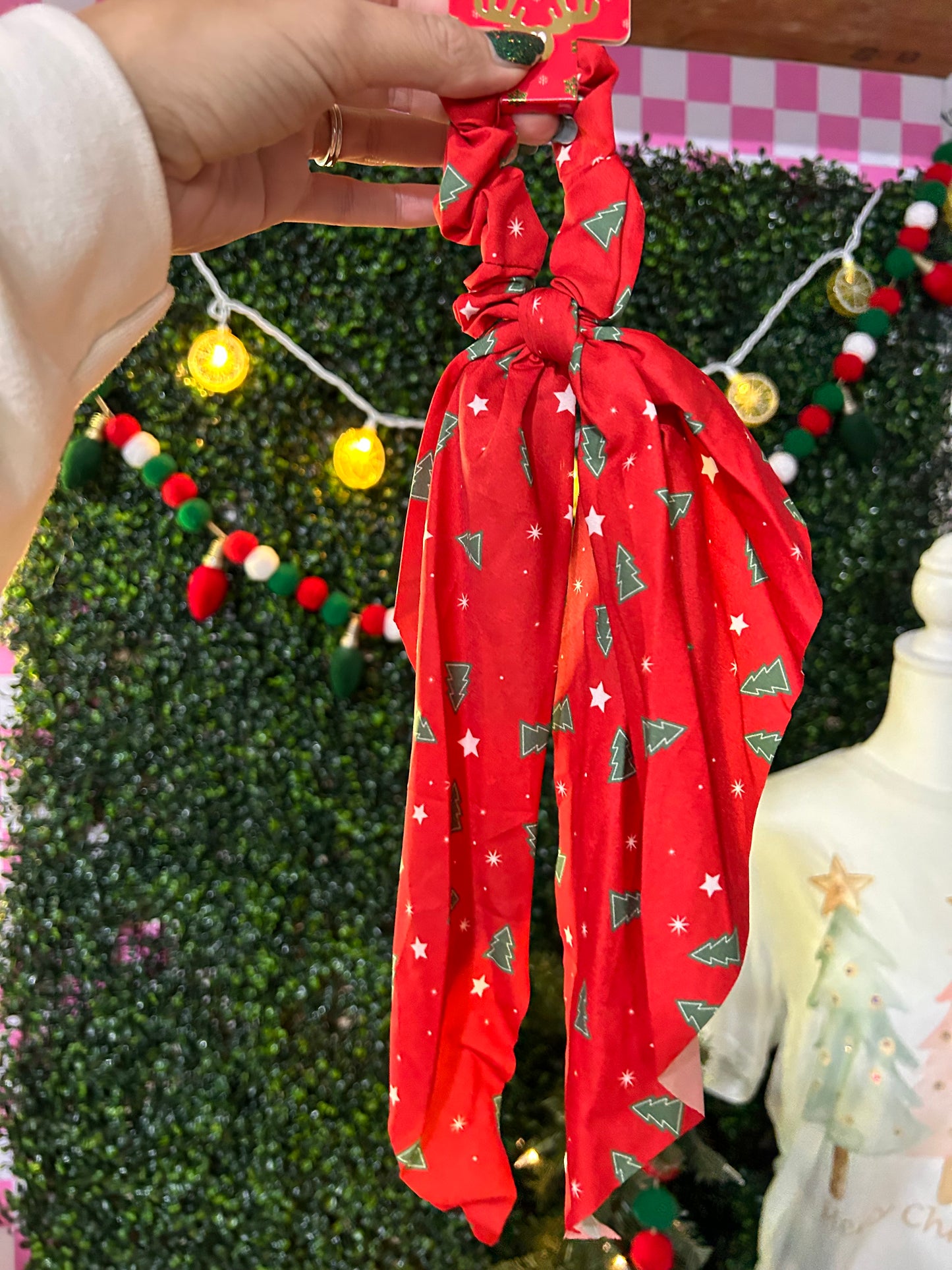 Christmas Theme Scarf Scrunchie