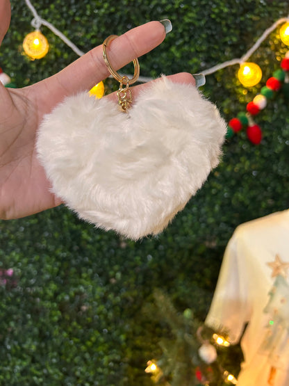 Fuzzy Soft Heart Shape Plush Keychain