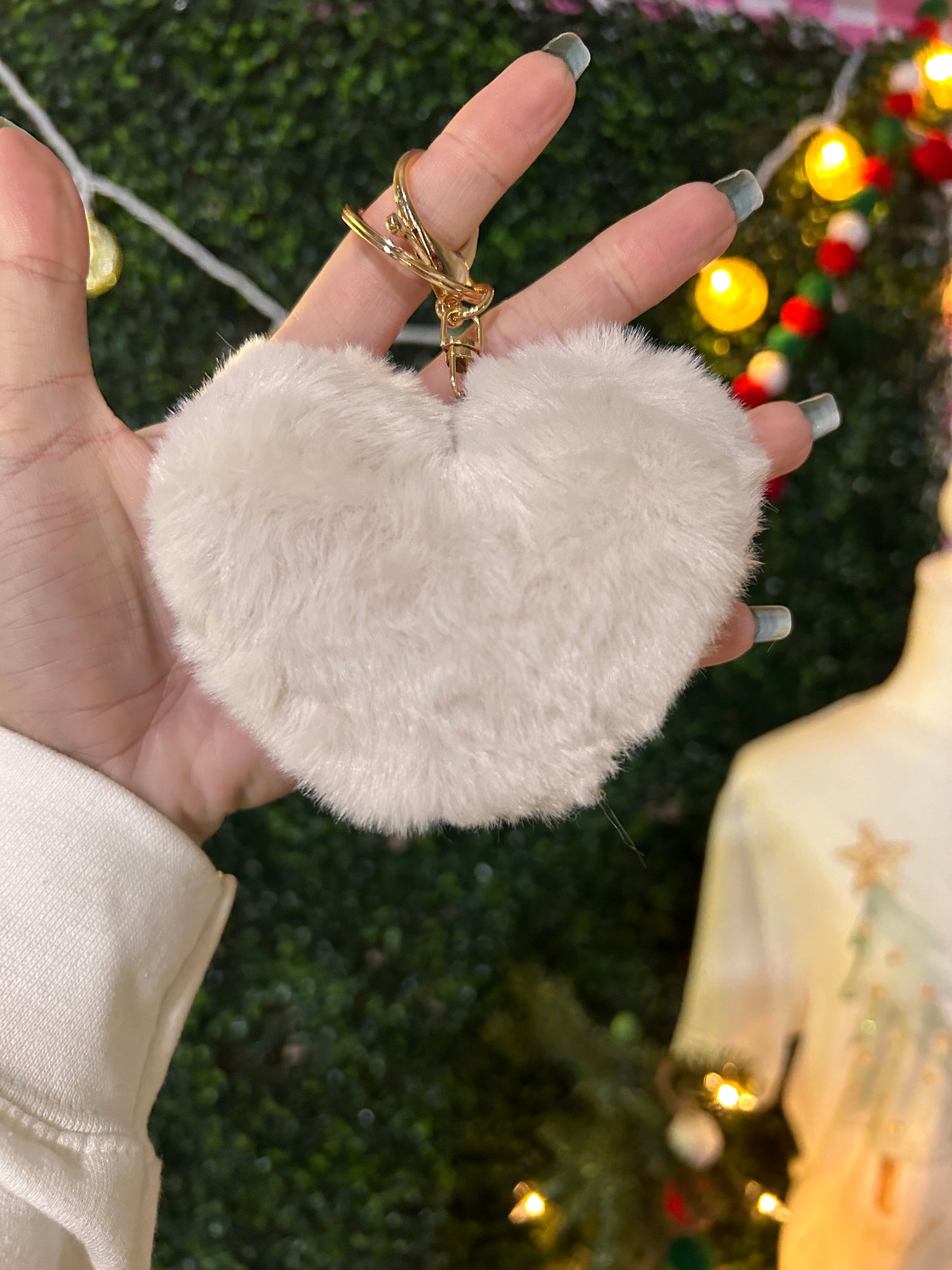 Fuzzy Soft Heart Shape Plush Keychain