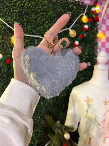 Fuzzy Soft Heart Shape Plush Keychain