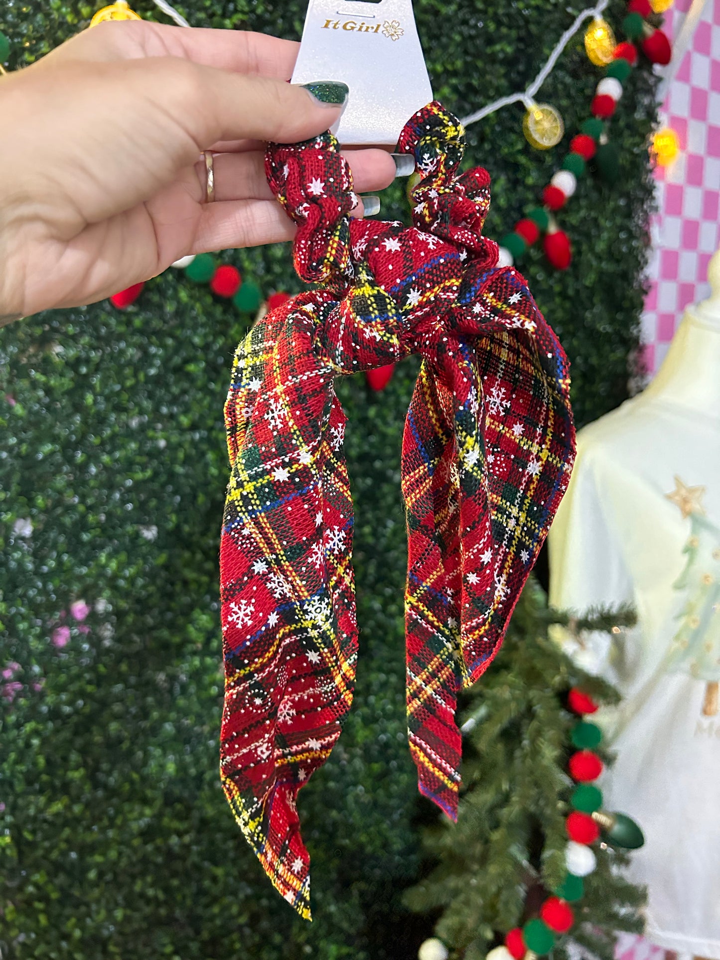 Christmas Plaid Scarf Scrunchies