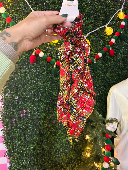 Christmas Plaid Scarf Scrunchies