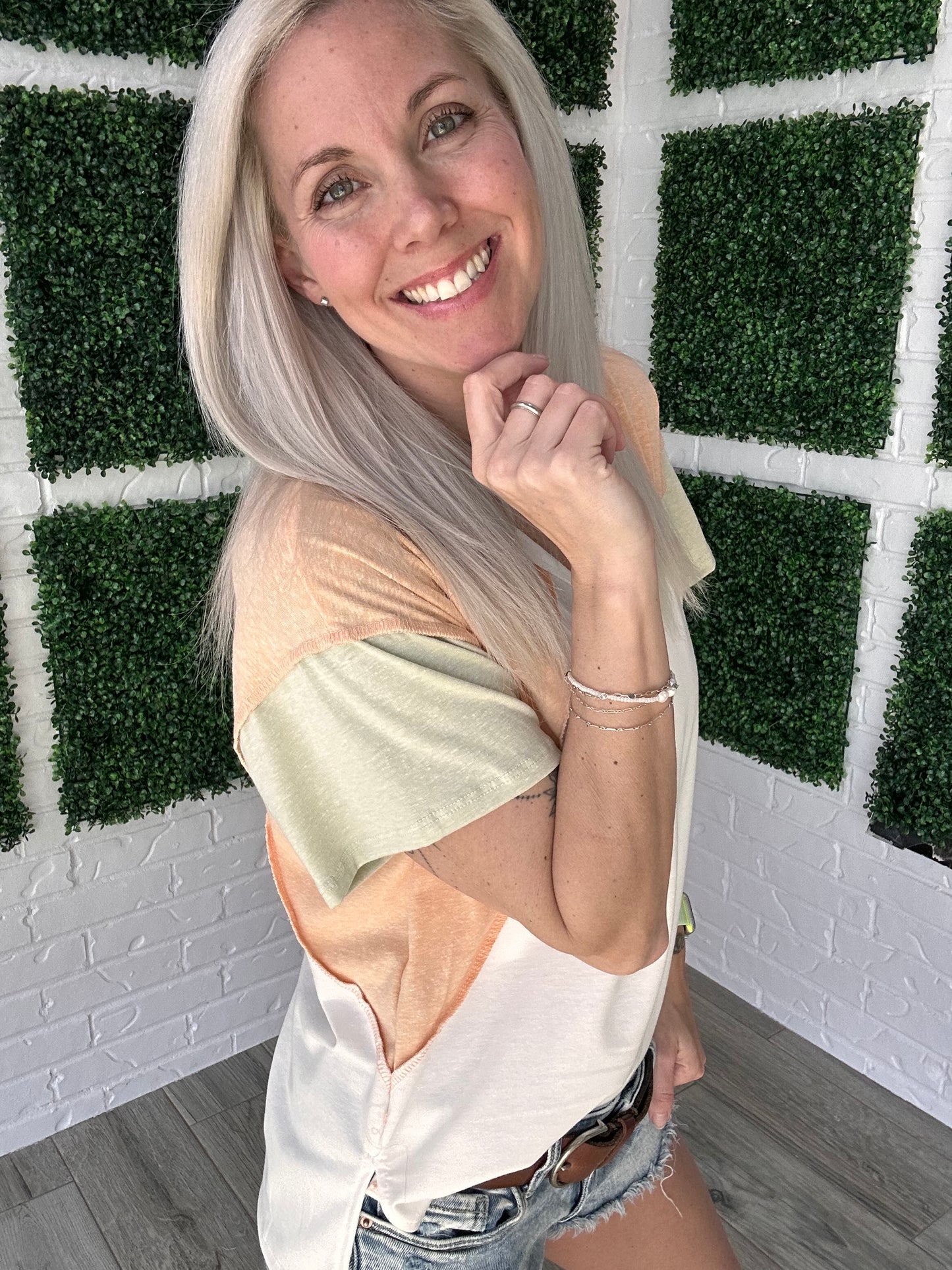 Peach Grove Colorblock Top