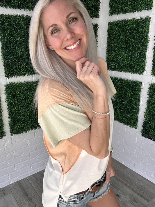 Peach Grove Colorblock Top