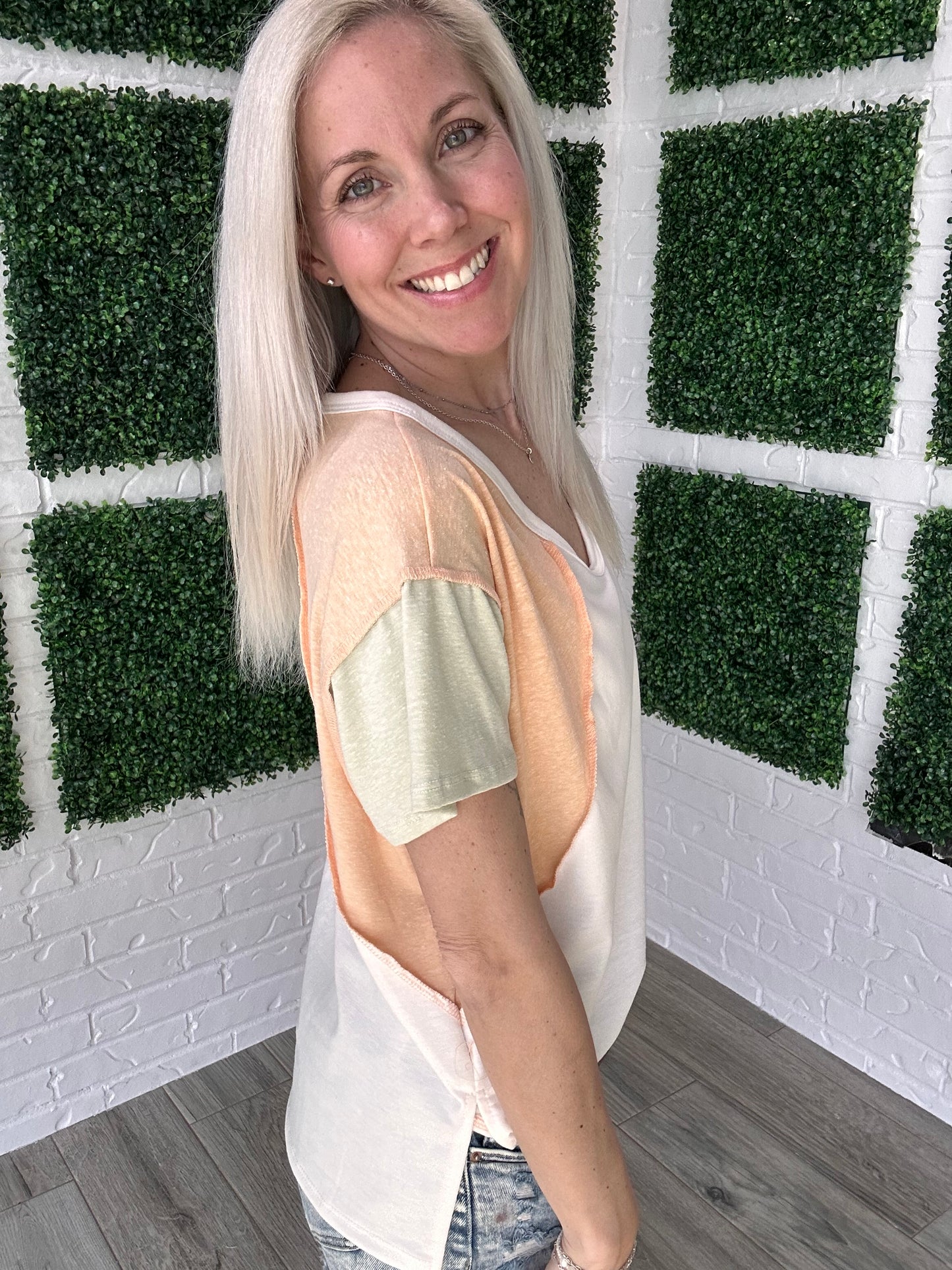 Peach Grove Colorblock Top