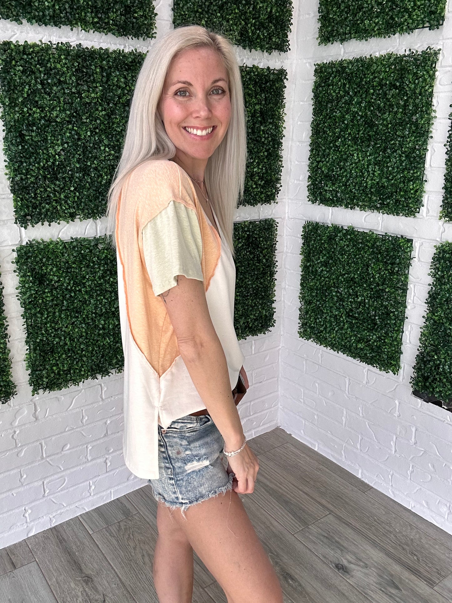 Peach Grove Colorblock Top