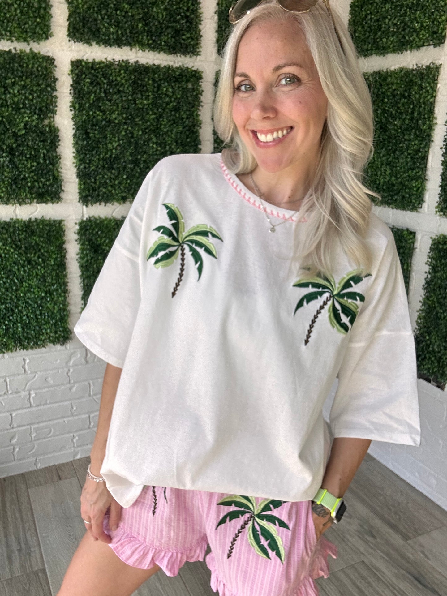Pink Paradise Palm Top