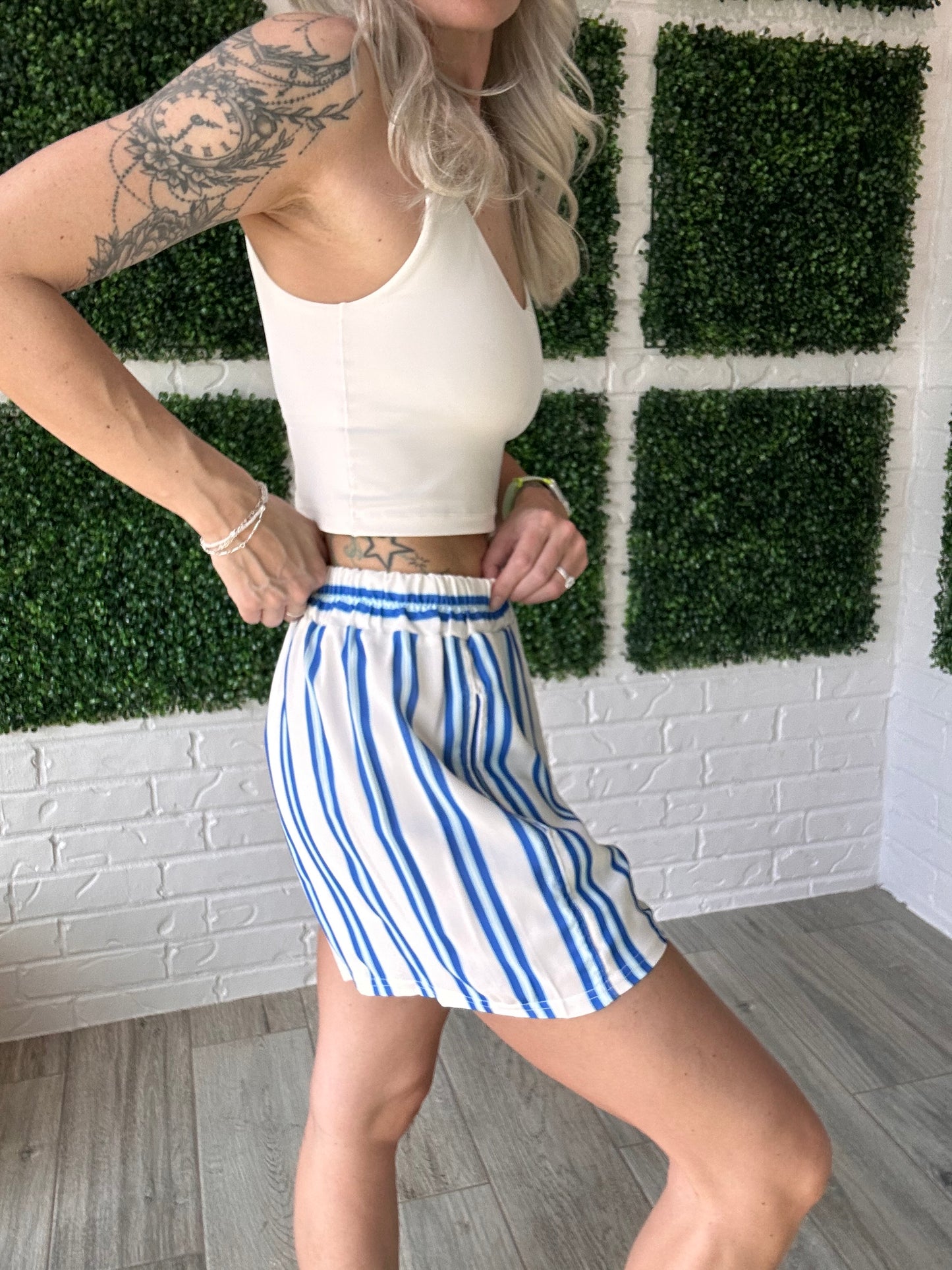 Blue Blessing Striped Short