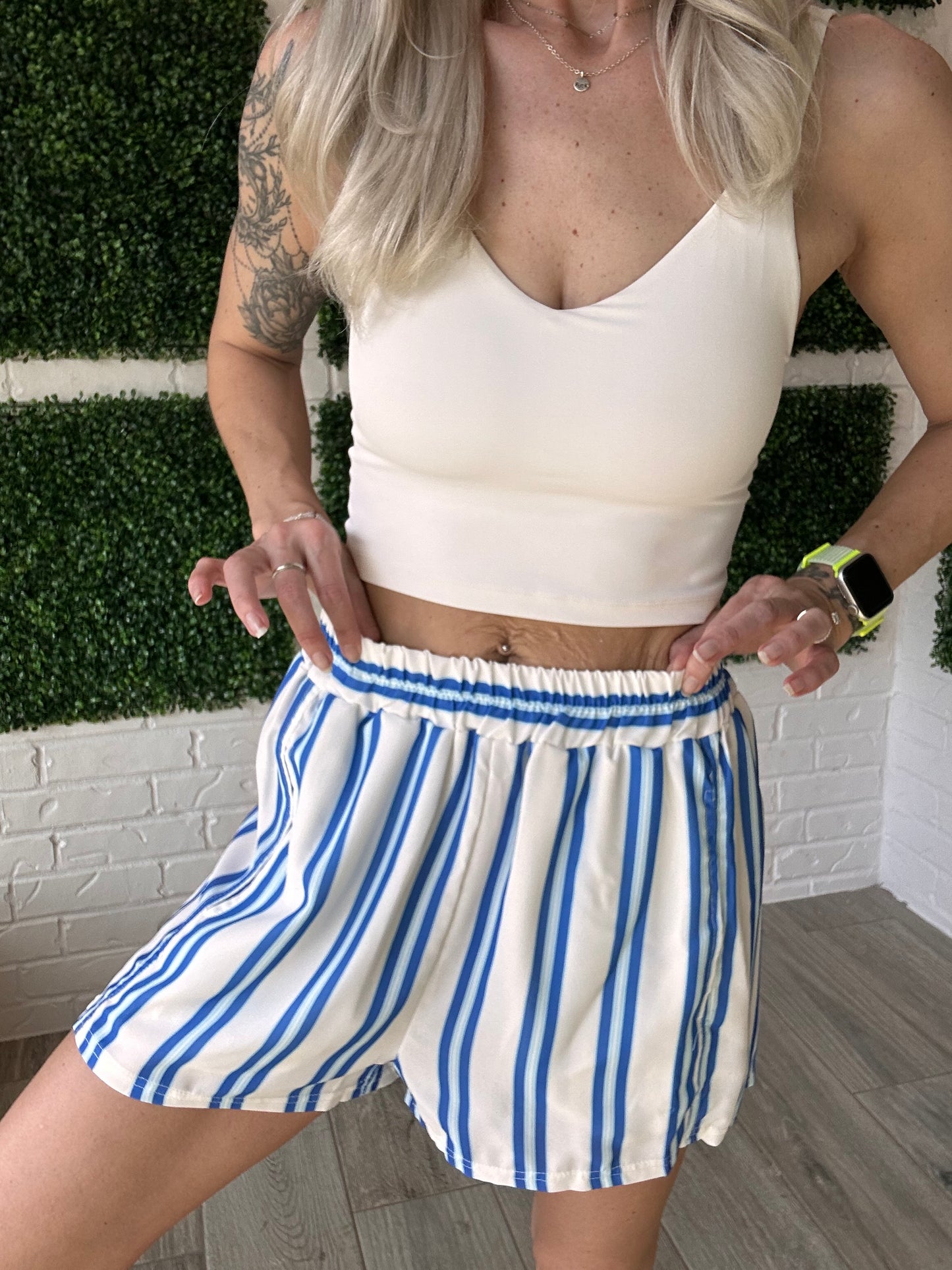 Blue Blessing Striped Short