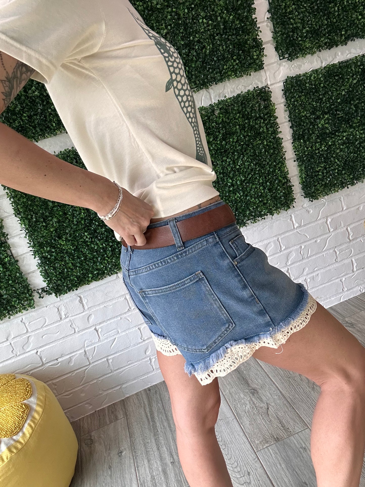Lemon Lace Cutoffs