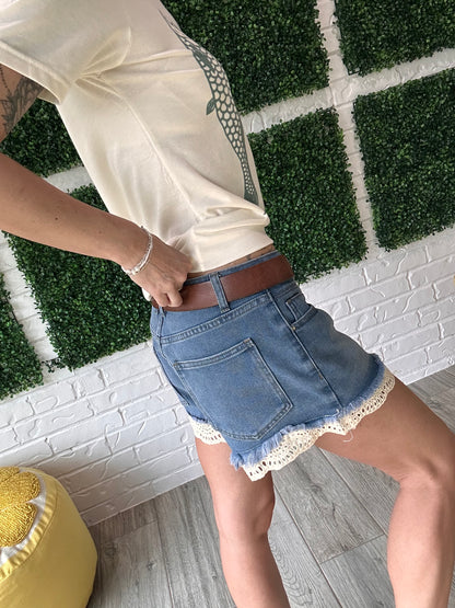 Lemon Lace Cutoffs