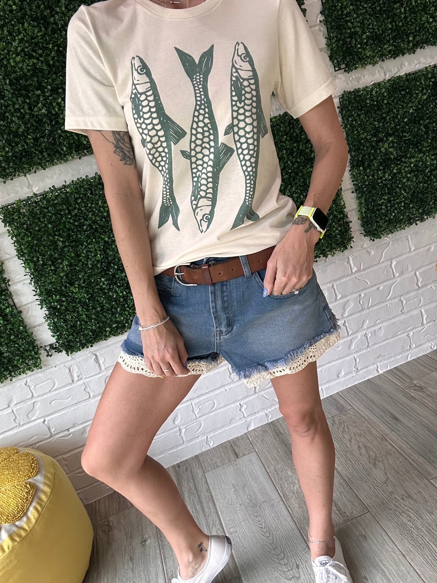 Lemon Lace Cutoffs