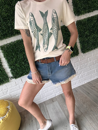 Lemon Lace Cutoffs