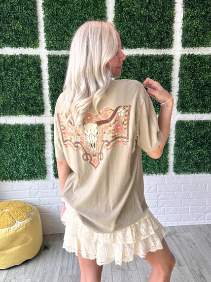 Yelena Long Horn Floral Graphic Tee