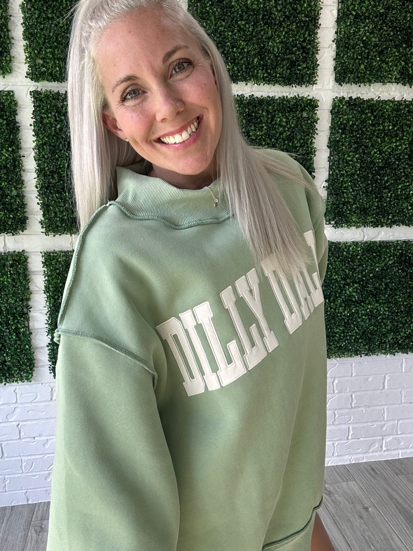 Dilly Dally Sage Mockneck