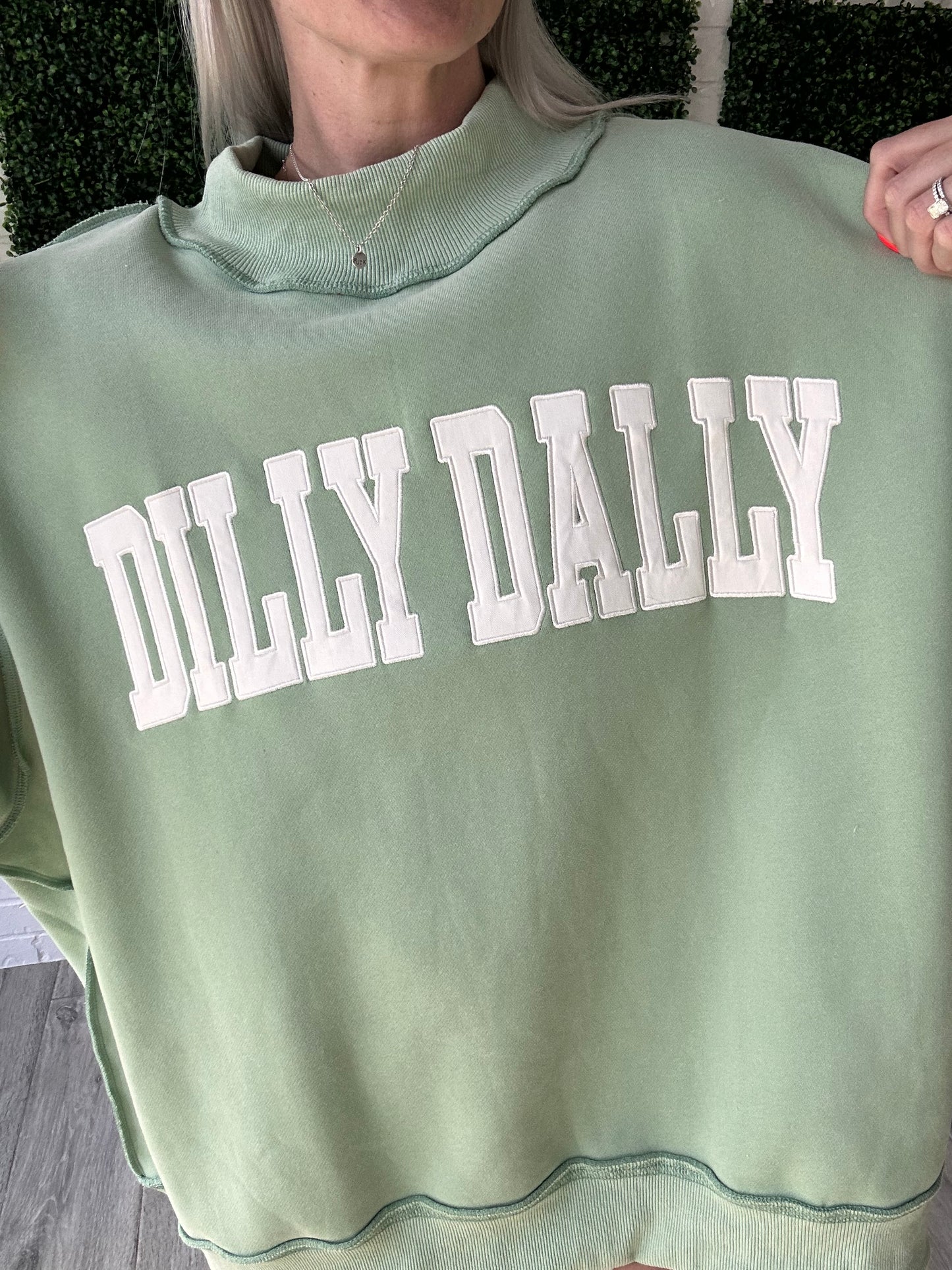 Dilly Dally Sage Mockneck