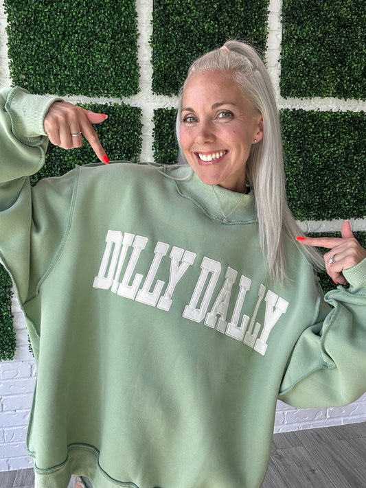Dilly Dally Sage Mockneck