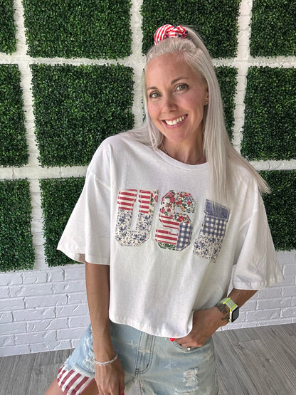 USA Patchwork Short Sleeve
