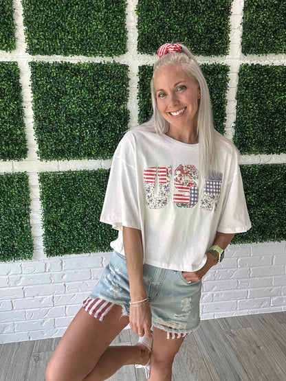 USA Patchwork Short Sleeve