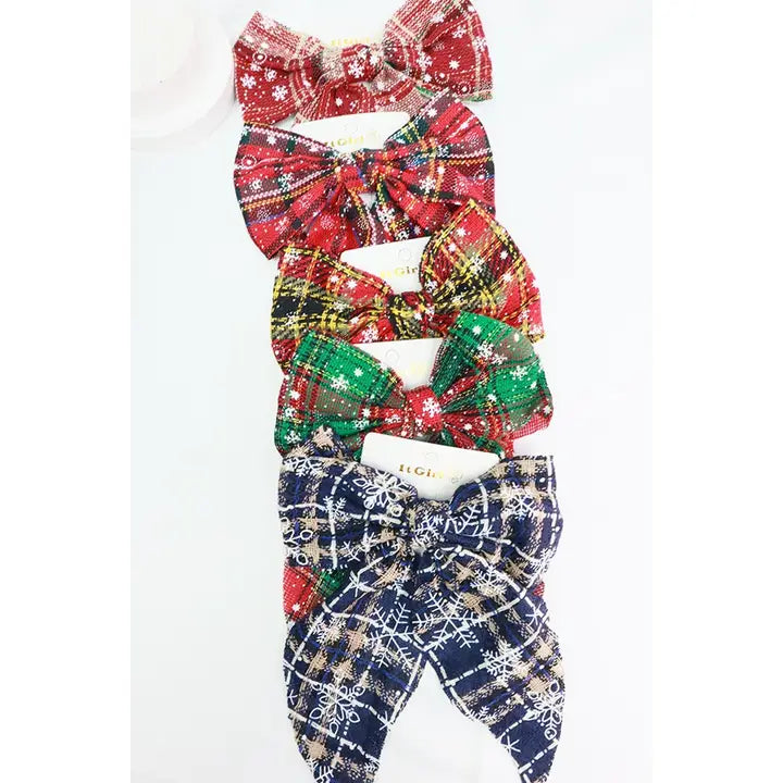 Raw Edges Christmas Theme Bow Clips