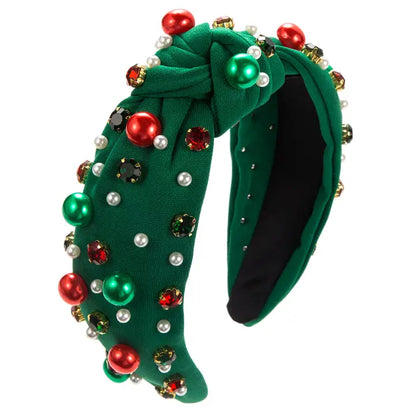 Christmas Pearl Headband with Top Knot