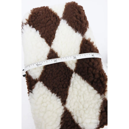 Checker Plush Cozy Look Cosmetic Pouch