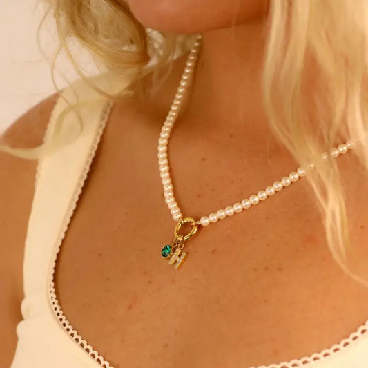 Pearl Charm Keeper Necklace – 18k Gold PVD